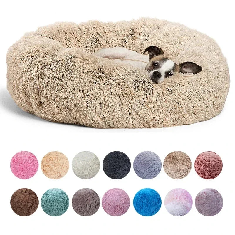 Soft, round Showlu Plush Pet Bed designed for large dogs, featuring a cozy, warm dog house with plush fabric for comfort.
