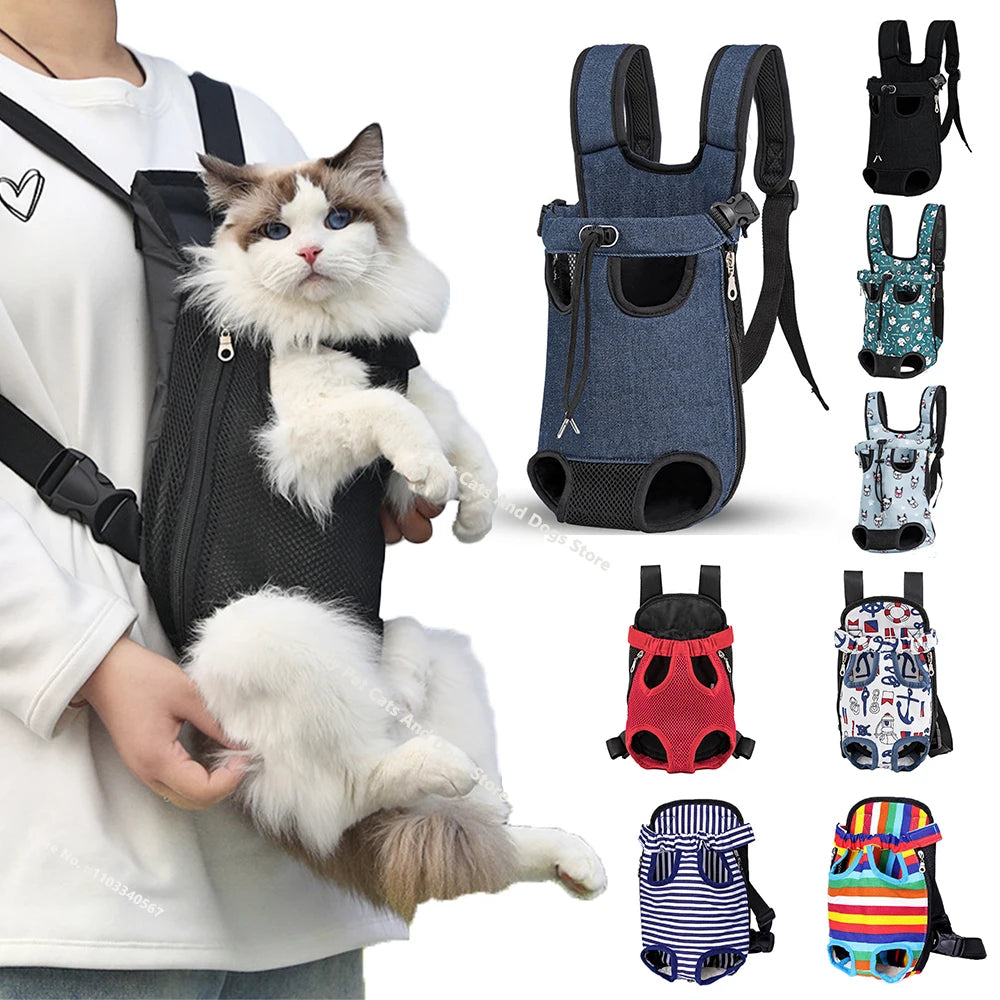 Showlu Adjustable Pet Carrier Backpack for cats, portable travel bag with mesh sides and ergonomic design for comfortable pet transport.