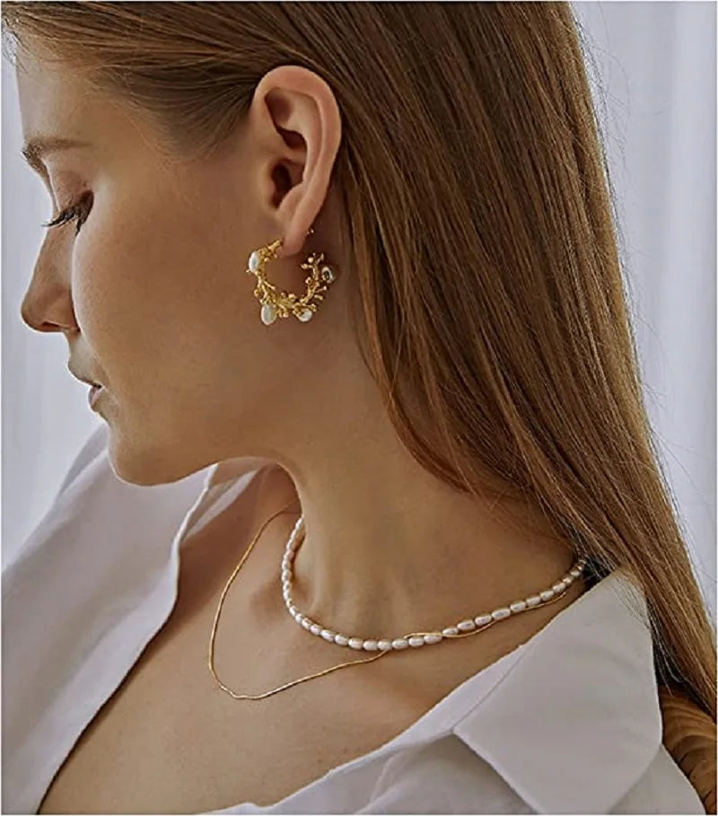 Hengsheng White Freshwater Pearl Choker Necklace with 5-7mm oval pearls, stylish jewelry for elegant occasions.