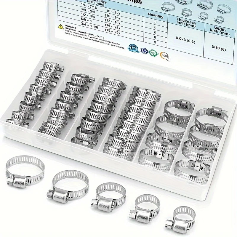 Showlu Smart General hose clamp set with multiple metal clamps, ideal for secure hose connections in plumbing and automotive applications.