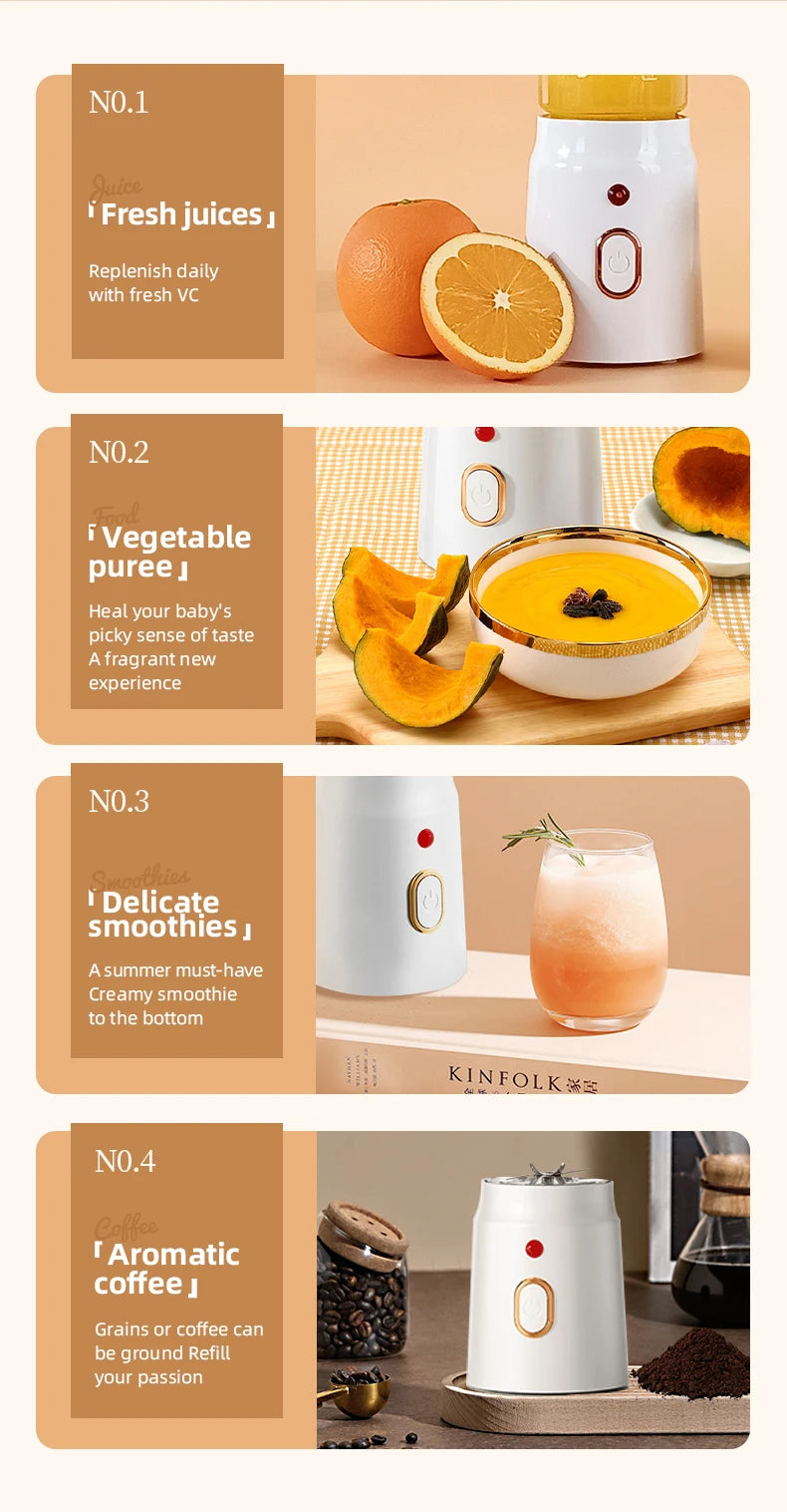 Showlu Smart General HOMEFISH portable USB blender with 500ML capacity, compact design, and sleek black finish.