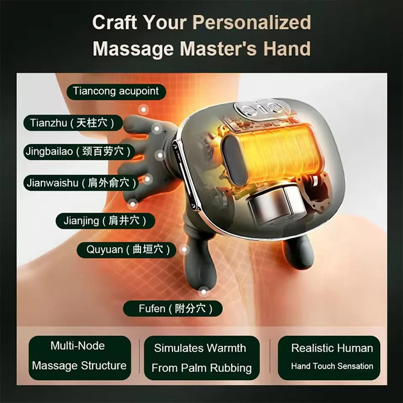 Windaily Bionic Neck and Shoulder Massager shawl showing plush fabric, control panel, and kneading massage nodes for relief.