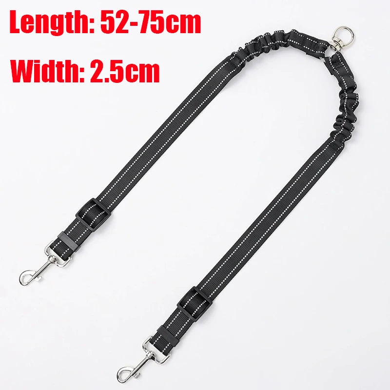 Showlu Double Dog Leash with 3m retractable dual ropes and LED flashlight, designed for walking two dogs simultaneously.