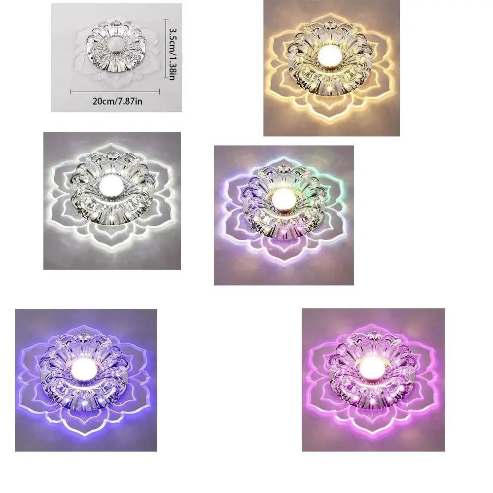 Showlu 9W LED crystal petal ceiling light with modern acrylic pendant design, perfect for contemporary interior lighting.