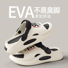 Comwarm New Men Summer Slippers Thick Sole Beach Slides Bathroom Anti Slip Slides Ultra Light Letter Slippers Men Sport Slippers