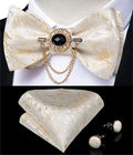 Pink solid bow tie set for men with pocket square and cufflinks, ideal for wedding attire, by Showlu Fashion Store.