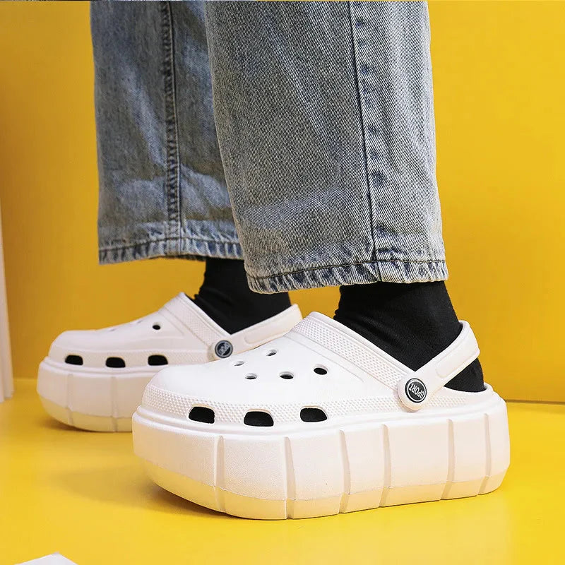 SHOWLU Women's platform garden clogs made of lightweight EVA, perfect for summer beach slides.