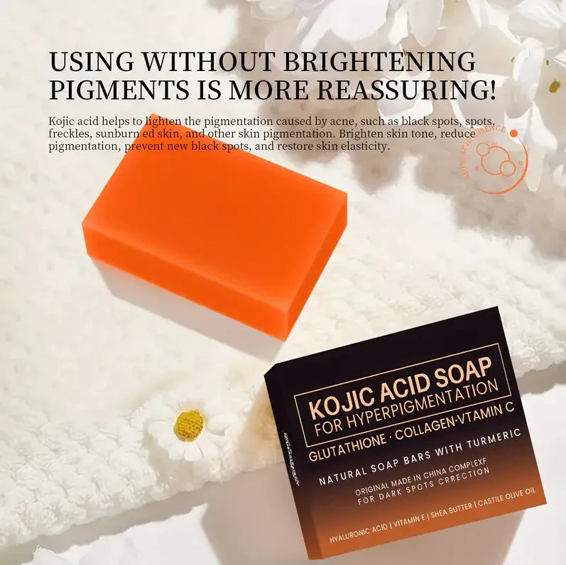 Showlu Fashion Store Kojic Acid Soap with papaya, glutathione, and face cleanser for brightening and gentle skin cleansing.