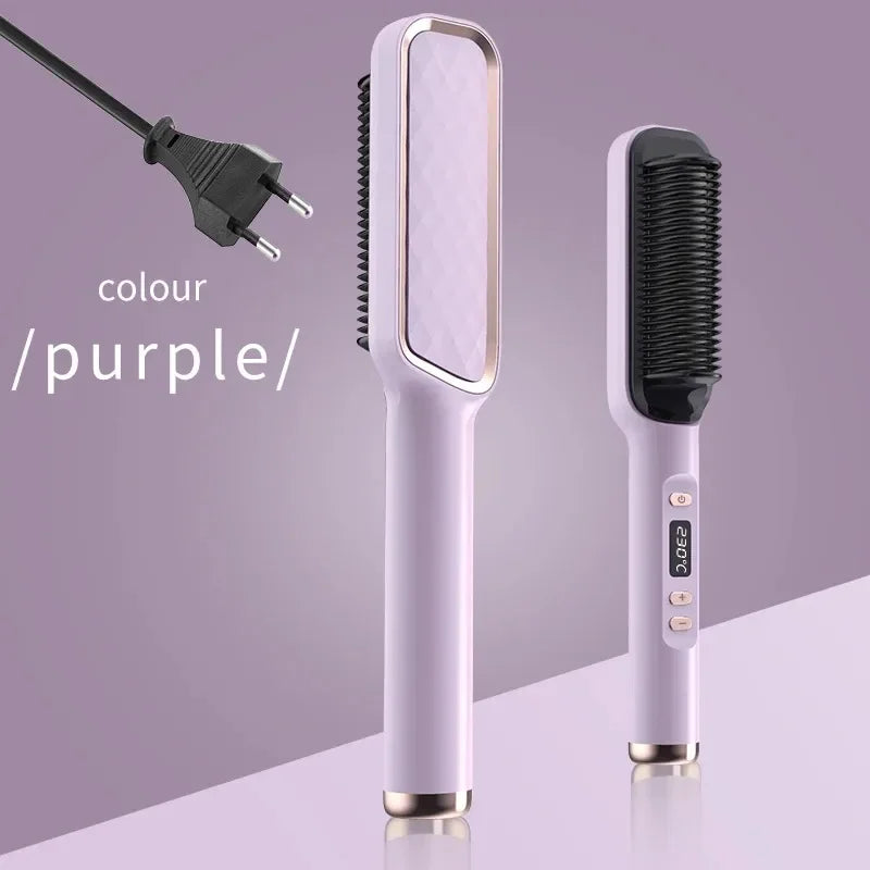 Showlu Smart General electric hair straightener comb at 220°C with fast heating, showcasing its sleek design and heating plates.