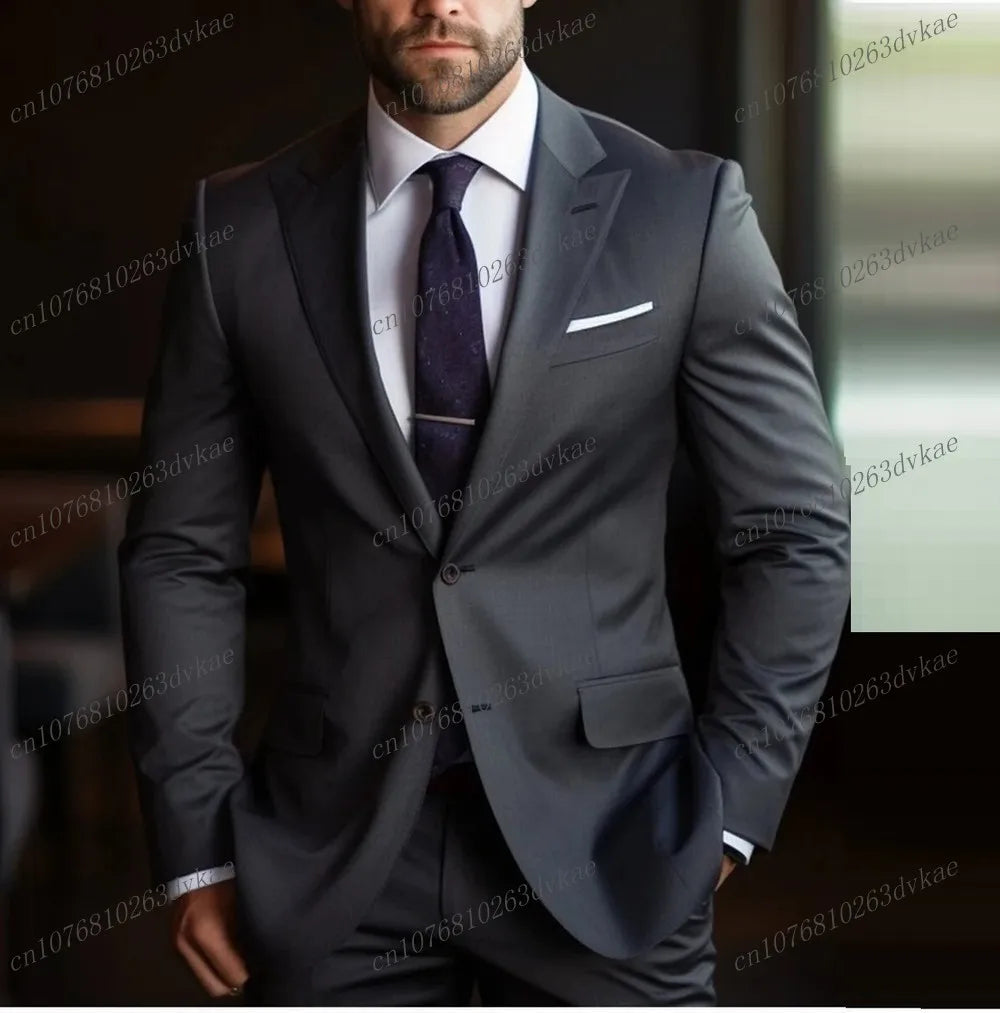 New Brown Business Suit Men Tuxedos Groom Groomsman Prom Wedding Party Formal 2 Piece Set Jacket And Pants SHOWLU FASHION STORE