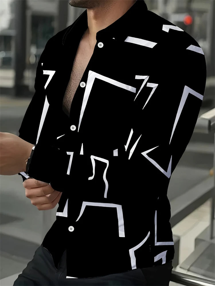 Men's plaid printed casual long sleeve shirt by Showlu Fashion, stylish luxury shirt ideal for social events and parties.