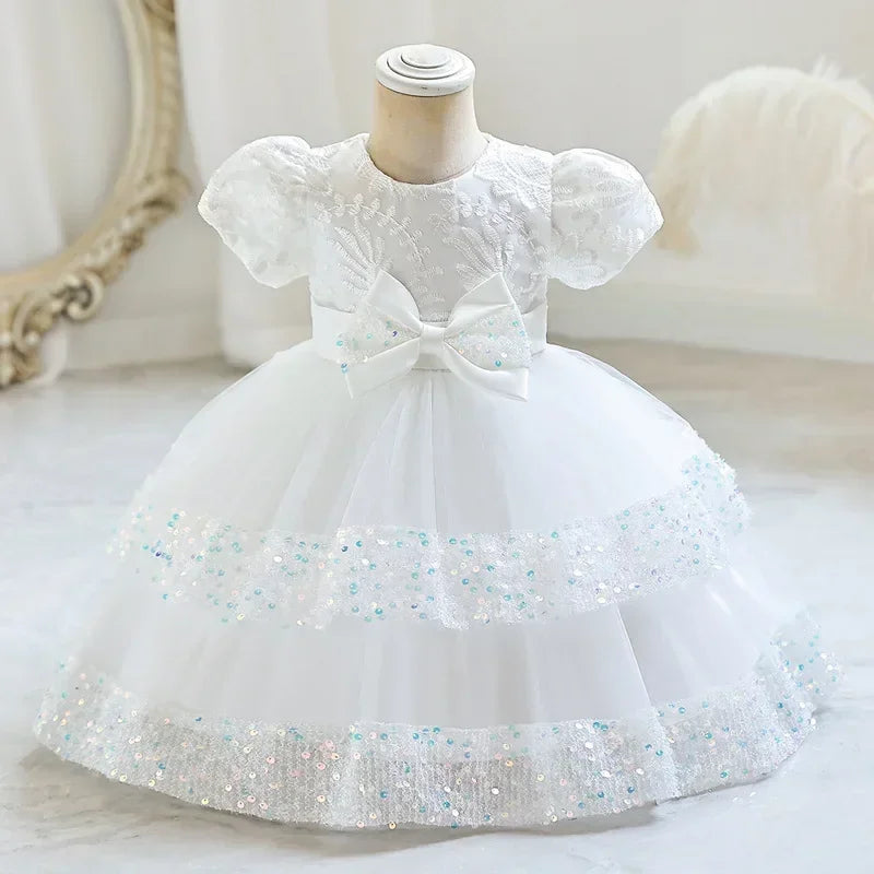 ELVESNEST girls lace bow party dress by Showlu Fashion Store, short sleeve summer ball gown with elegant lace details.