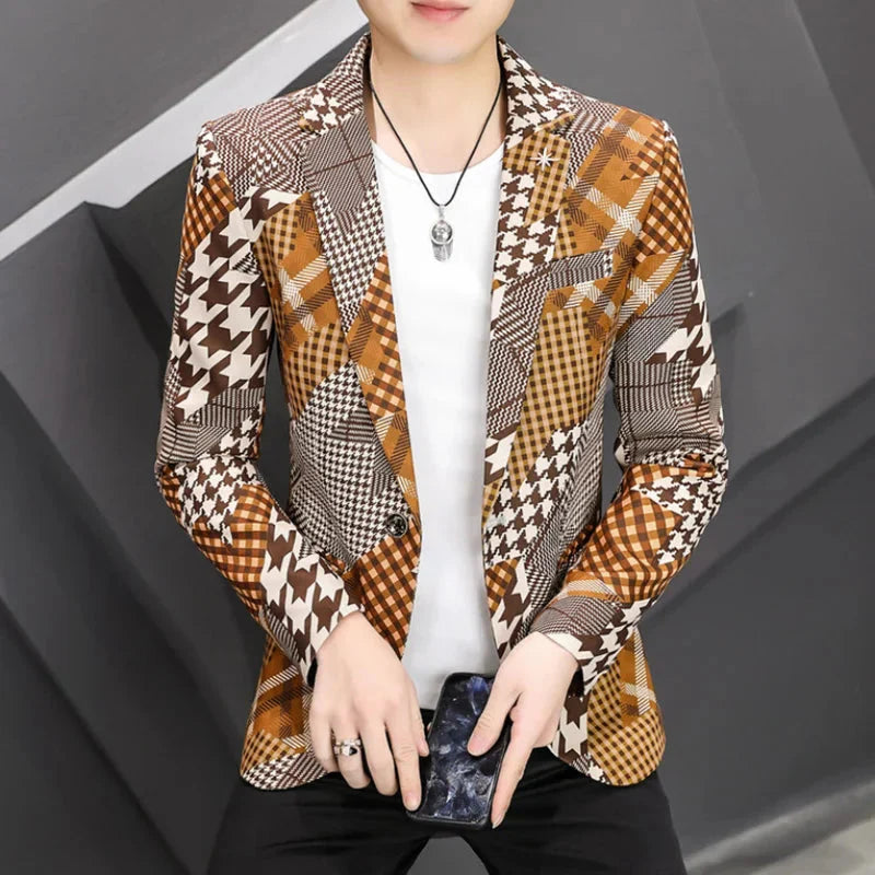 Men's slim fit business blazer by SHOWLU FASHION, smart casual suit jacket, tailored fit, in classic dark color.