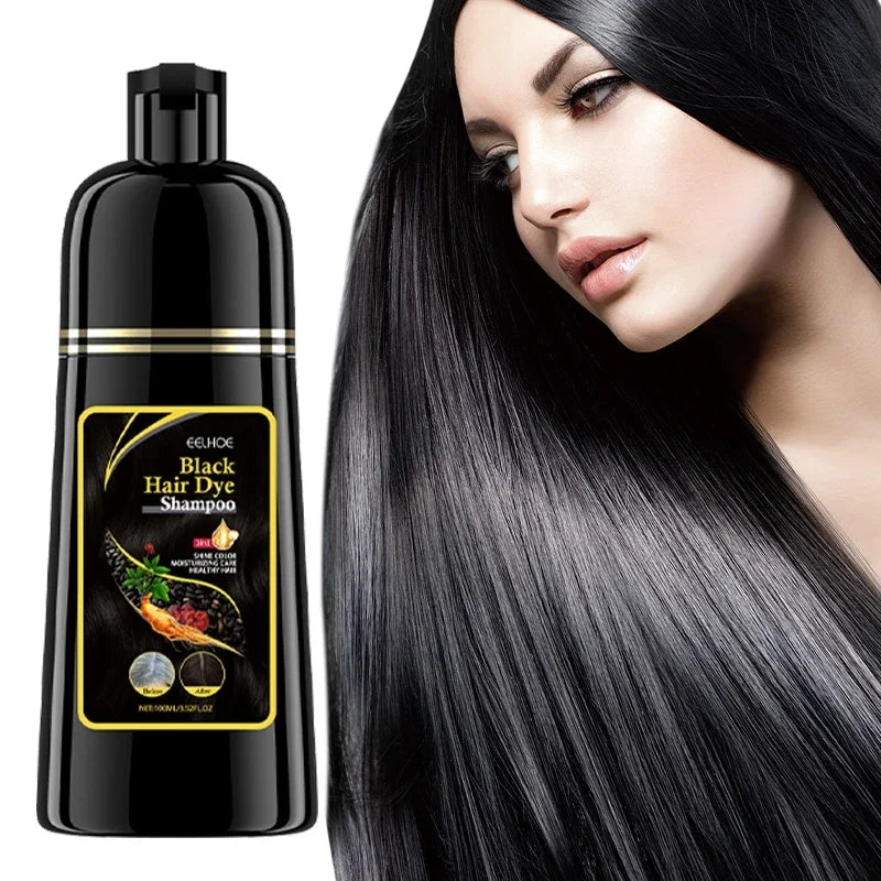 Eelhoe 3-in-1 black hair dye shampoo by SHOWLU FASHION STORE, natural herbal instant coloring for dark, shiny hair.