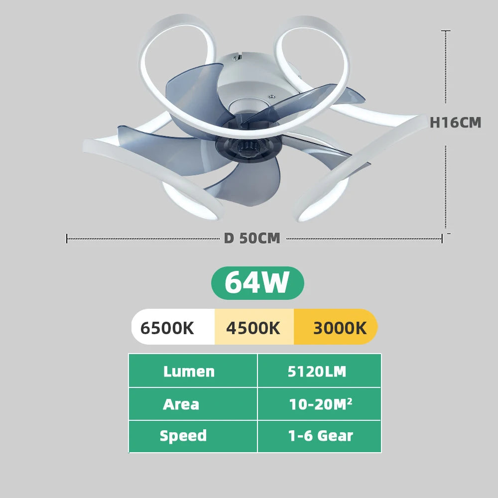 IRALAN Modern ceiling fan with light colorful style, silent ceiling led light fan fans with remote control for room living room