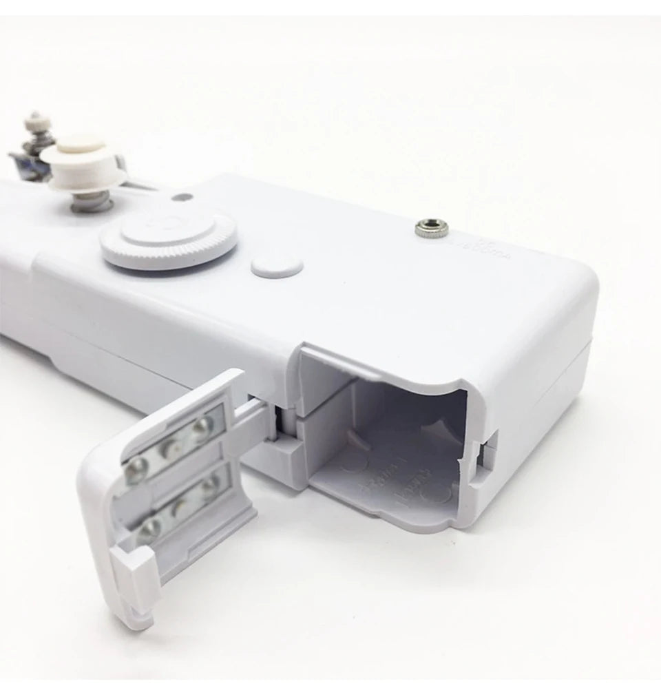 Showlu Smart General Mini Handheld Sewing Machine with black and white compact design for easy sewing projects