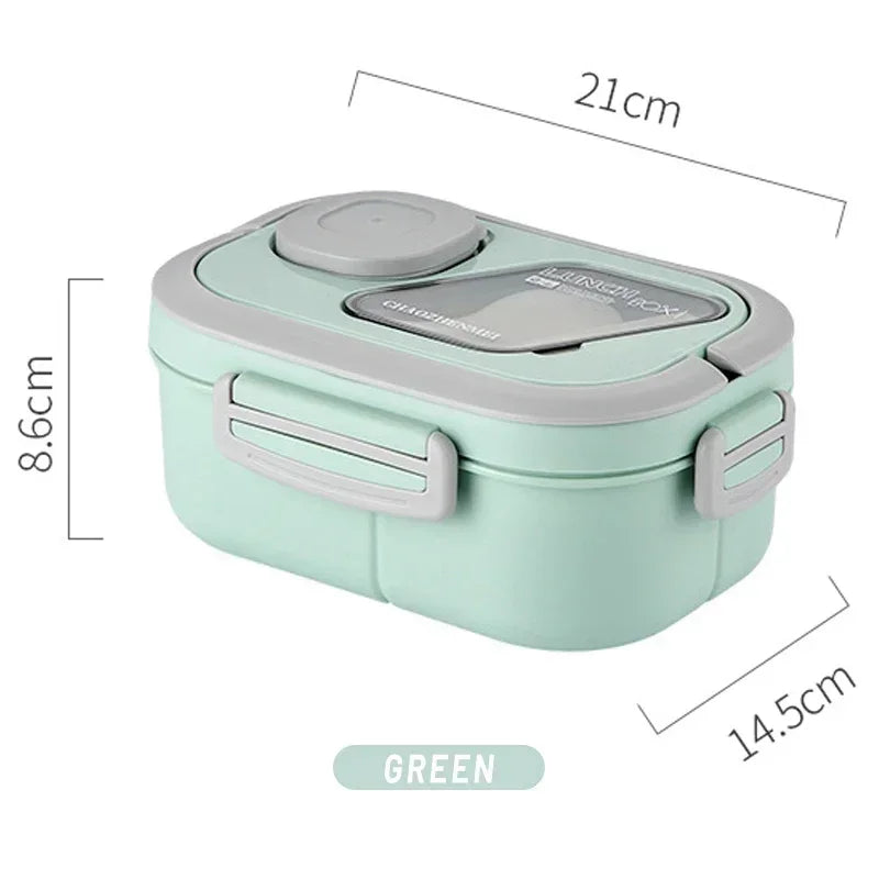 Showlu portable wheat straw bento lunch box with handle, reusable food container for meals and snacks, ideal for on-the-go eating.