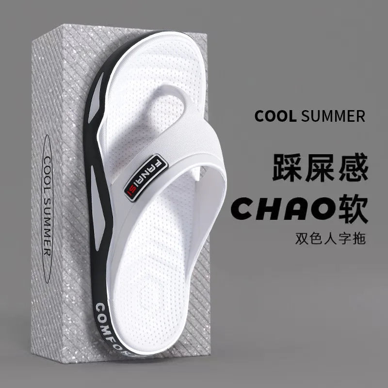 Men's casual summer flip-flops by Showlu Fashion Store, comfortable outdoor beach sandals with trendy design and soft footbed.