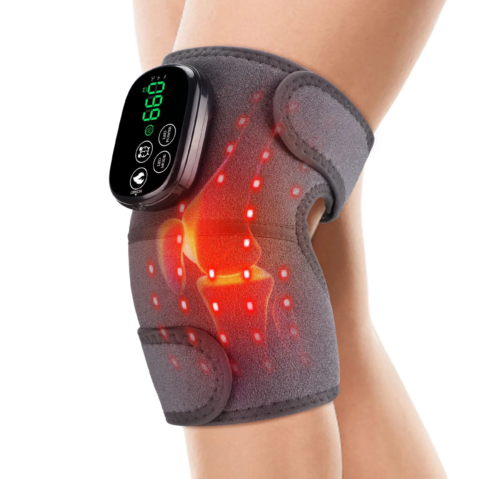 Showlu Fashion 3-in-1 red light knee and shoulder massager with heating, rechargeable support brace for muscle relaxation.