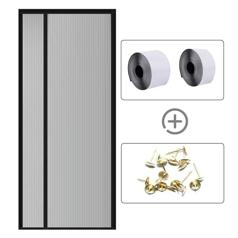 Showlu Smart General magnetic mesh door curtain with self-adhesive mosquito screen, featuring fine mesh for insect protection.