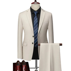 13 Color Basic Style Men's Casual Solid Color 3 Pieces Suits / Male One Button Blazers Jacker Coat Trousers Pants Vest Waistcoat