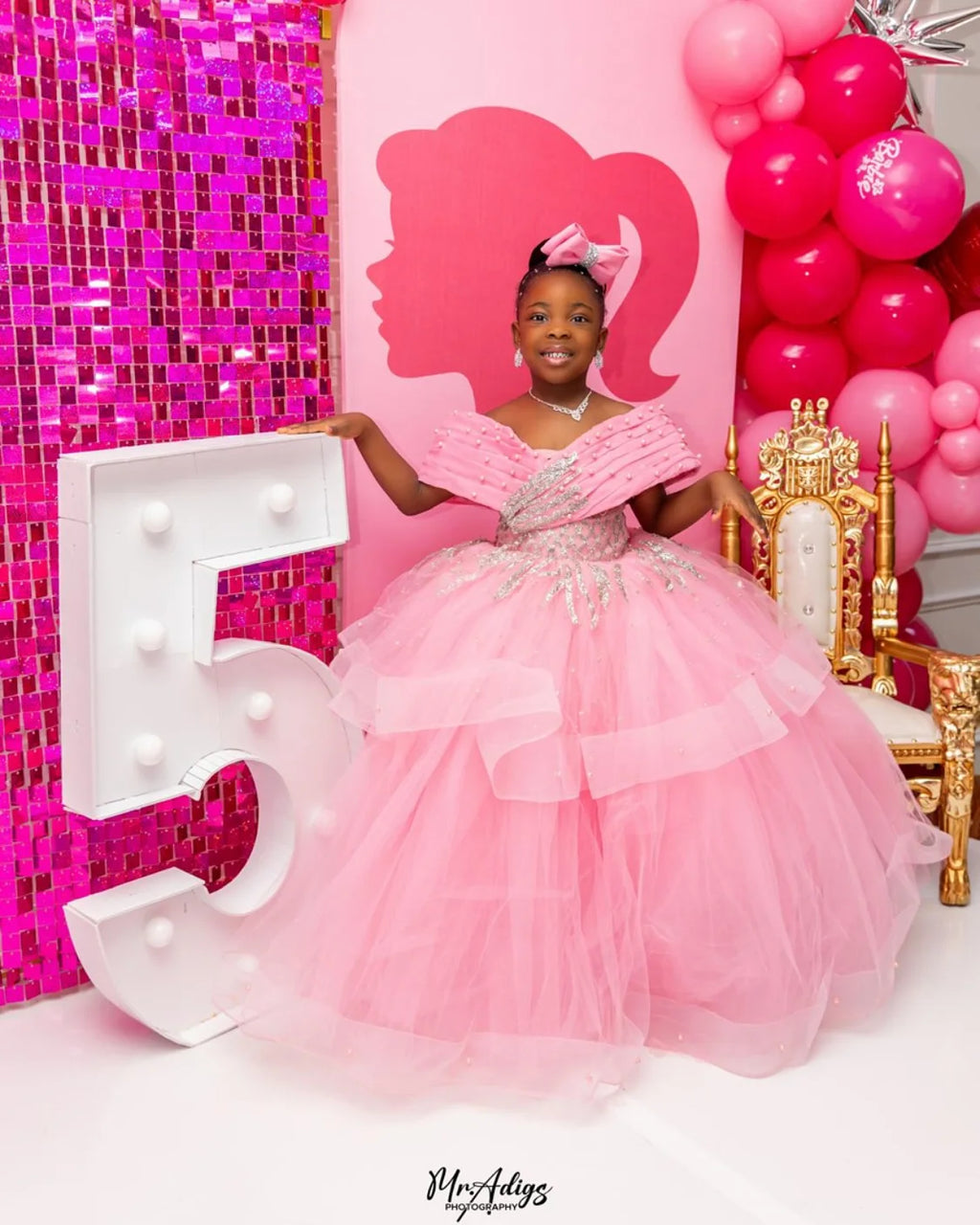Luxury Pink Girl's Birthday Party Dresses Customized Ball Gown Flower Girl Dresses Off Shoulder Princess Girl Pageant Gowns
