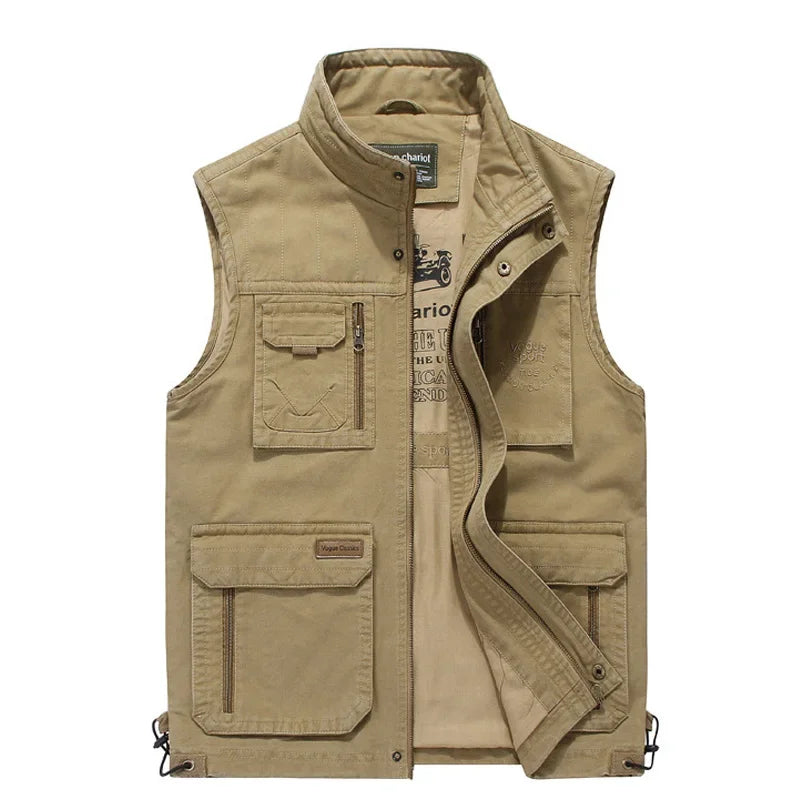 Reporter travel Padded Vest 100% Cotton men Cargo Working Jacket Multi Pocket Tactical clothing Male coat tool bullet proof vest