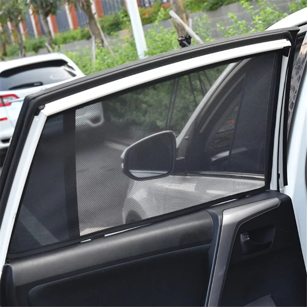 Magnetic car sunshade from Showlu Fashion Store, featuring a sleek black design to block sunlight and reduce glare inside vehicle.