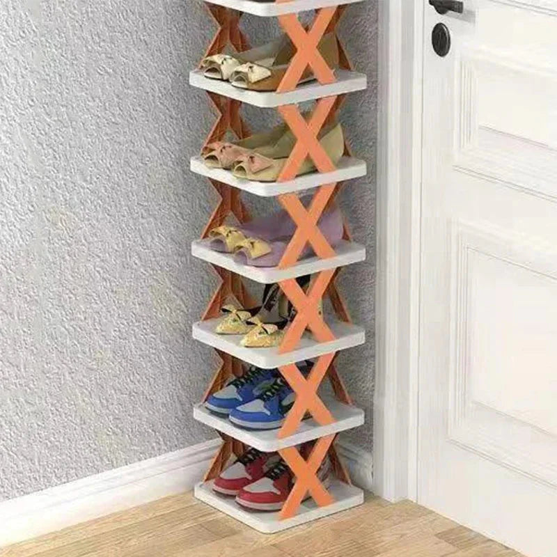 Showlu Fashion multi-layer detachable shoe rack with foldable storage shelf, featuring multiple tiers for organized shoe storage.