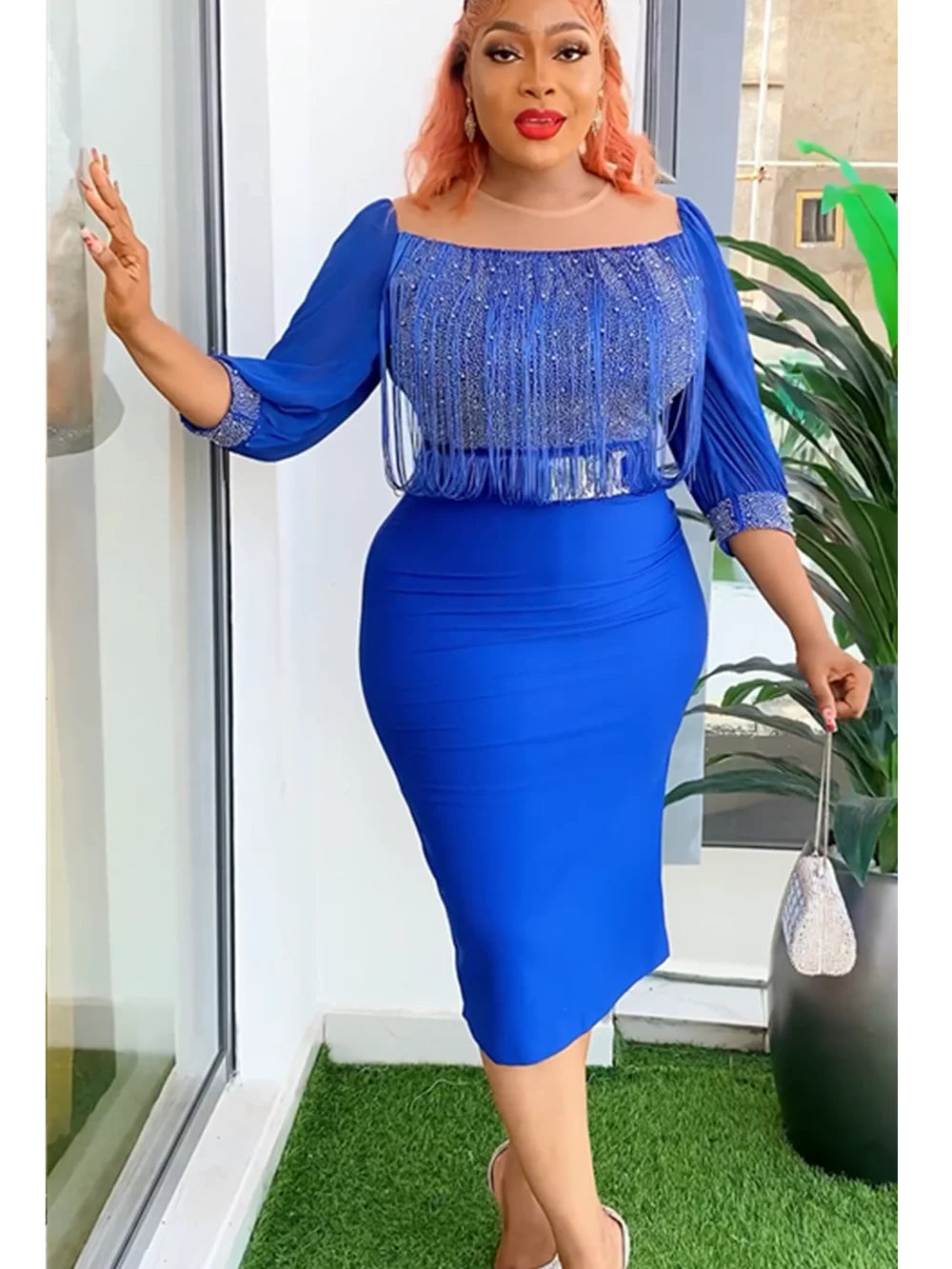 Elegant African women’s summer dress by Showlu Fashion with vibrant Dashiki Ankara fabric, perfect for weddings and parties.