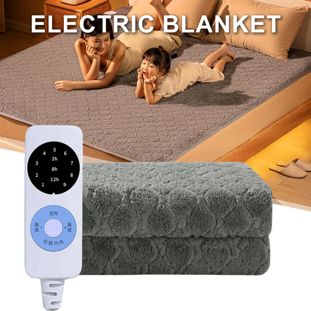 Showlu Smart Electric Heated Blanket in plush material, showcasing its warm, cozy design for winter comfort.