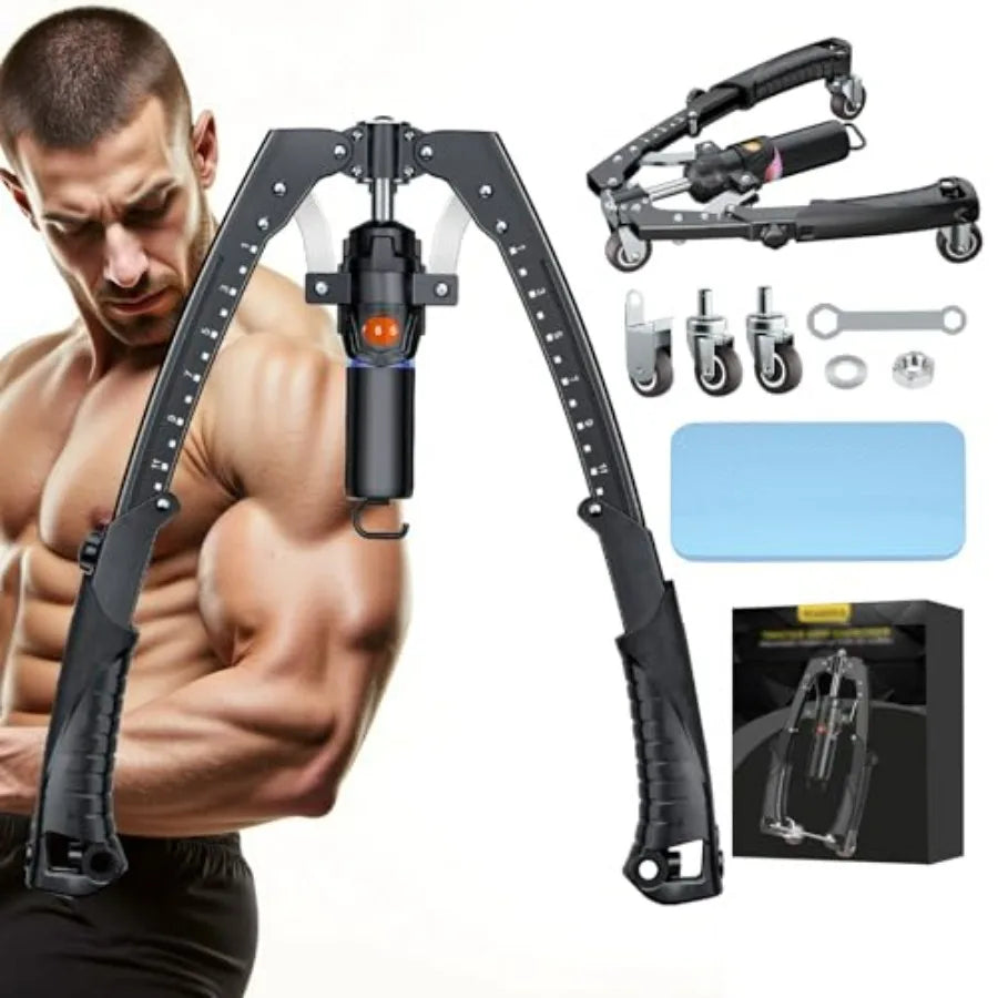 Showlu 3-in-1 hydraulic power twister, arm trainer, and ab roller wheel for strength exercises, with padded handles and durable construction.