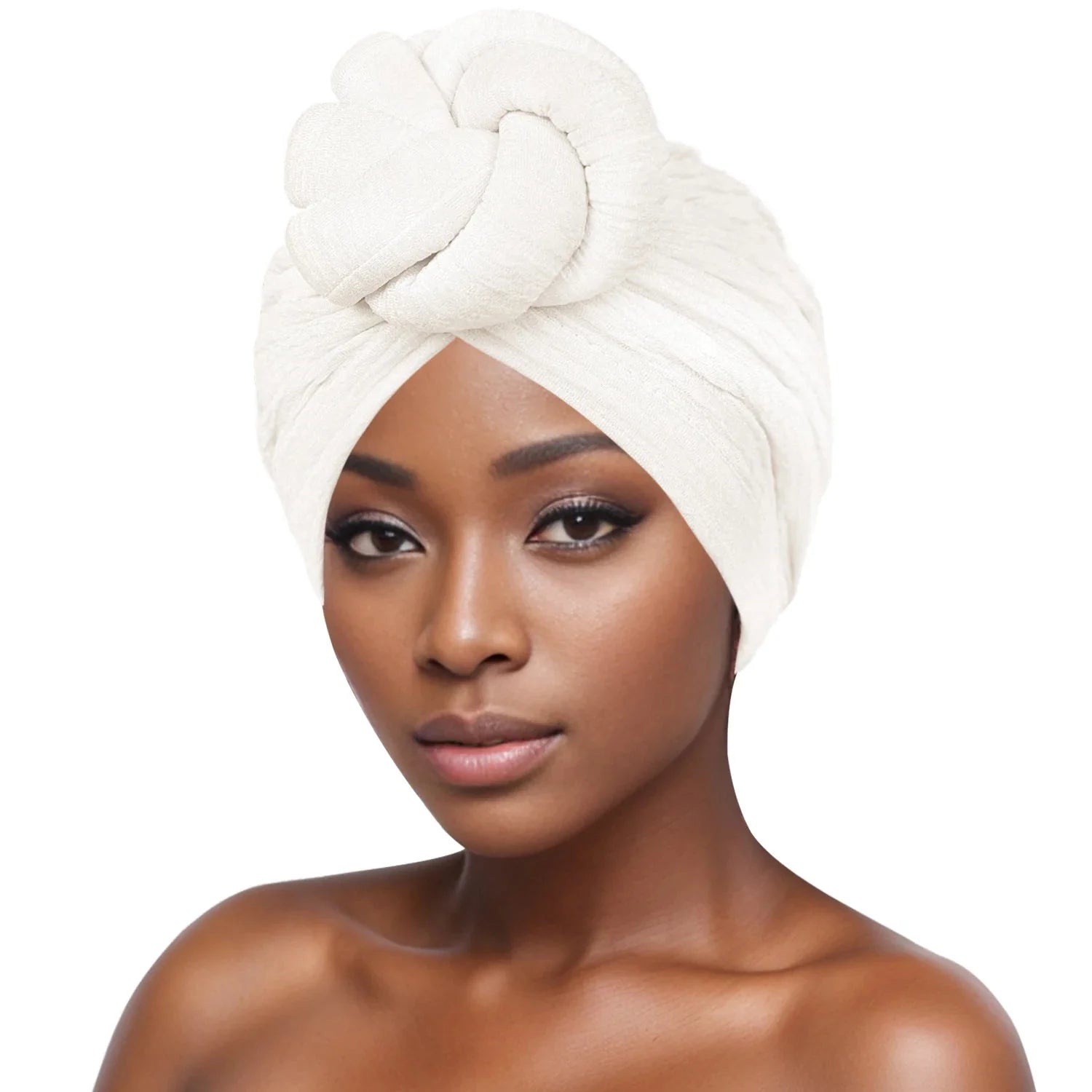 Showlu Fashion women's bubble cloth flower turban with elastic daily hat, stylish and comfortable headwear for women.