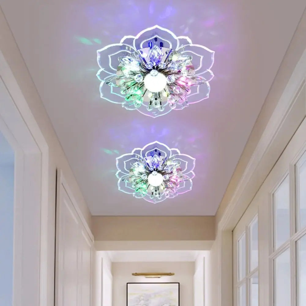 Showlu 9W LED crystal petal ceiling light with modern acrylic pendant design, ideal for contemporary home lighting.