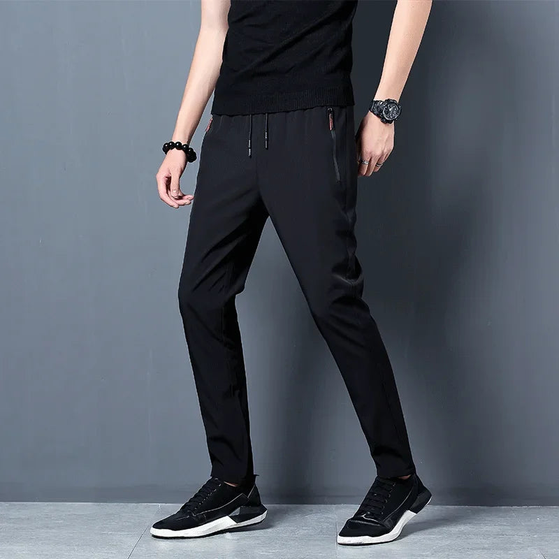 SHOWLU men's straight slim fit casual pants, lightweight joggers with a clean design, ideal for comfortable everyday wear
