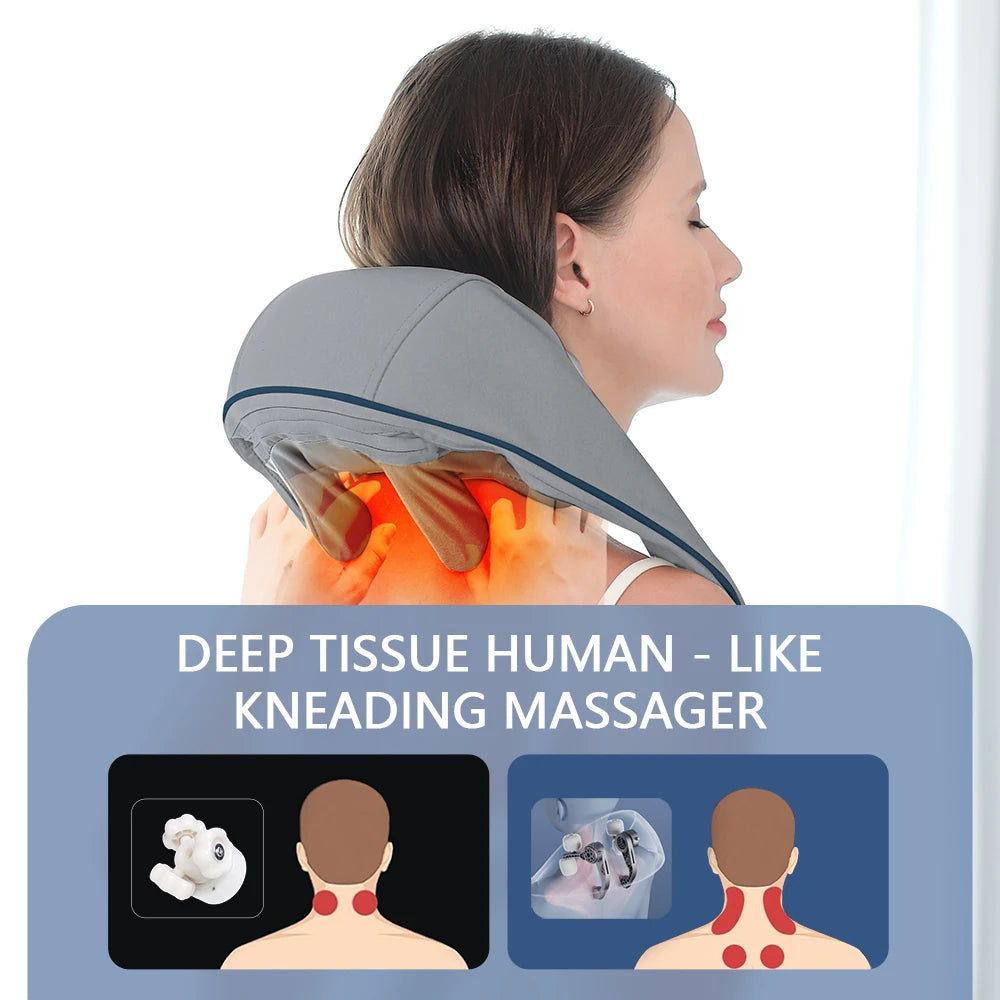 Showlu Smart Electric Deep Tissue Neck and Shoulder Massage Shawl, soft fabric with built-in massage nodes for relaxing relief.