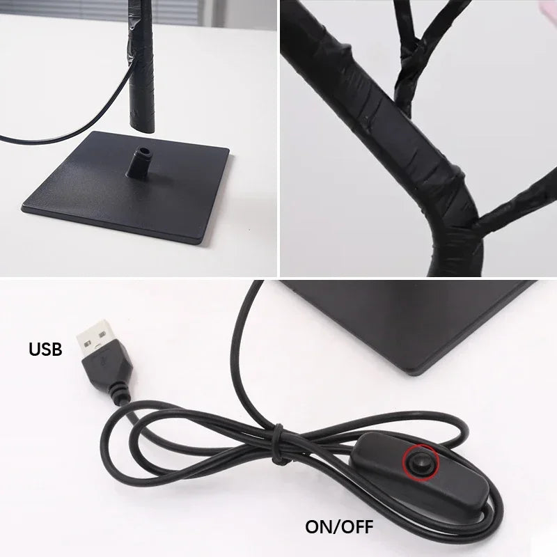 Showlu Smart General Rose LED Tree Lamp, USB-powered 3D flower light with intricate rose design, ideal as decorative lighting.