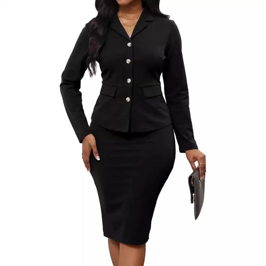 Autumn Trend Party Dress New European and American Sexy Fashion Solid Color Long-sleeved White Collar Women's Two-piece Set
