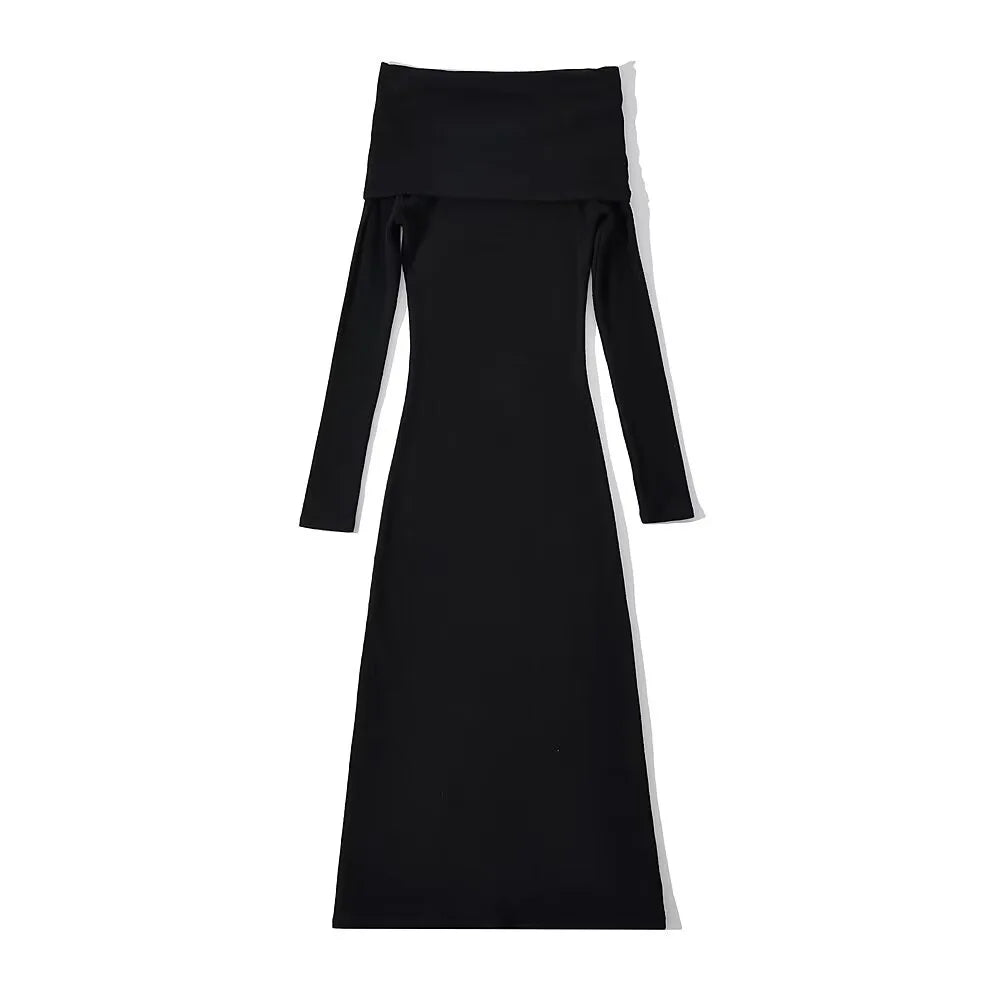 White off-shoulder knit maternity dress by Showlu Fashion Store, ideal for pregnancy photoshoots and comfortable maternity wear.