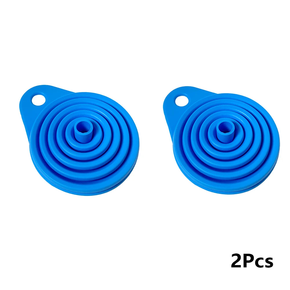 Showlu Smart General collapsible funnel set with multiple sizes, made of flexible, space-saving silicone for easy pouring and storage.