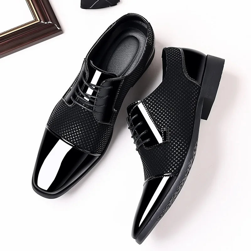 Men's UXST Oxford business shoes in luxury PU leather with square toe and dress flats, stylish and comfortable for formal occasions.