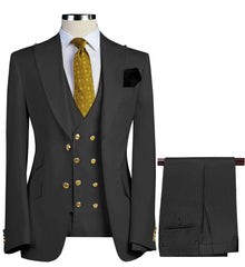 Elegant Men's Suits 3 Pieces Sets For Men Formal Slim Fit Business Tuxedo Groom&Groomsman Suit(Blazer+Vest+Pants)