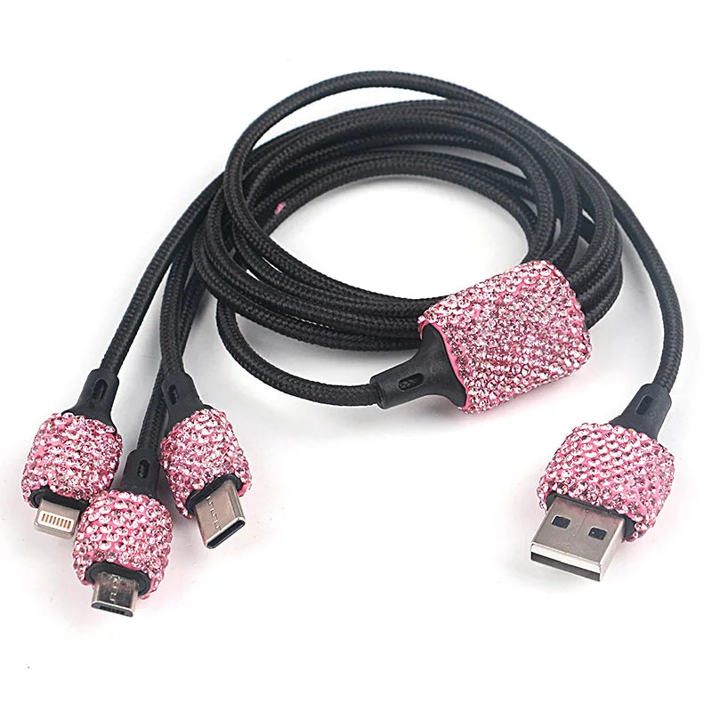 Diamond car charger with dual USB ports and safety hammer from SHOWLU FASHION STORE, designed for fast charging and emergency use.