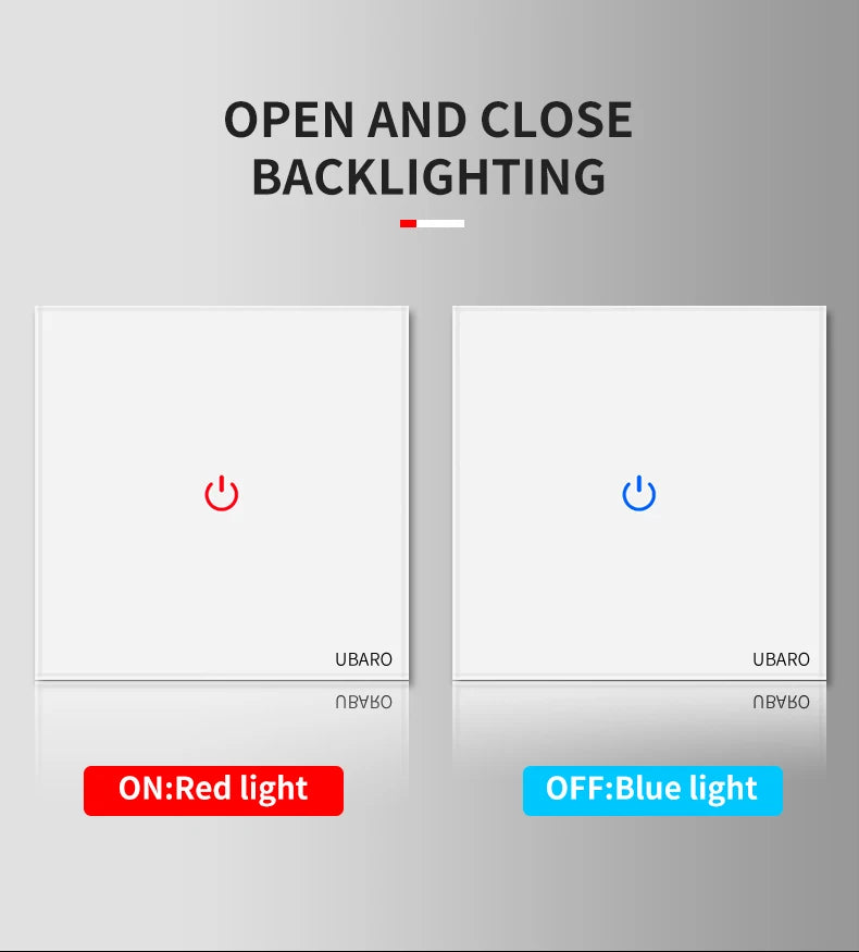 Showlu Smart Touch Wall Light Switch with glass panel, available in 1, 2, or 3 gang options, sleek and modern design.