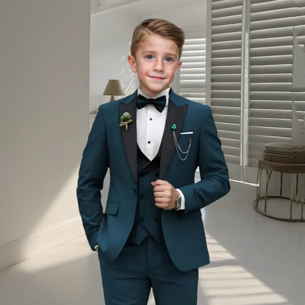 DMDR Boys' 4-Piece Formal Suit Set by SHOWLU FASHION STORE, kids' tuxedo for weddings and parties, includes jacket, shirt, tie, and pants.