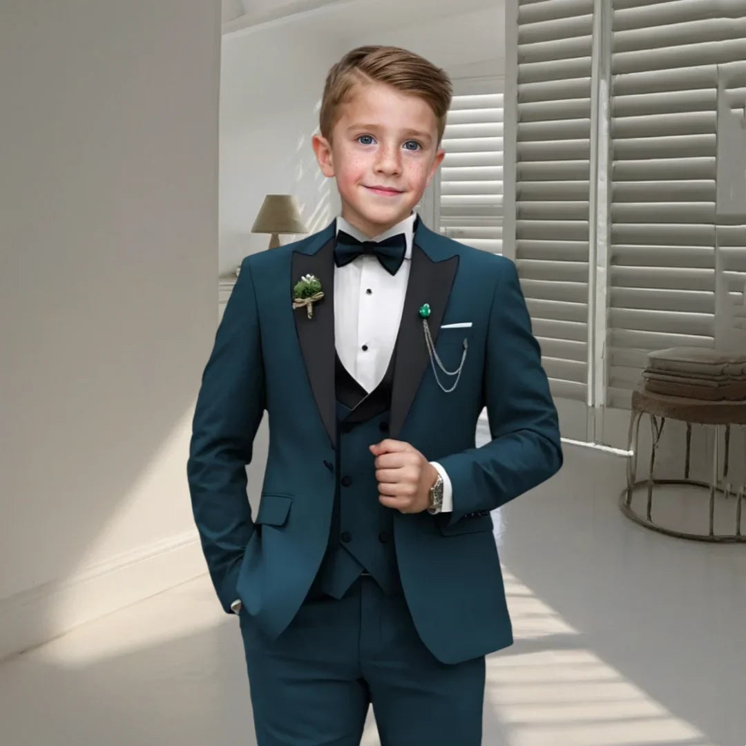 DMDR Boys' 4-Piece Formal Suit Set by SHOWLU FASHION STORE, kids' tuxedo for weddings and parties, includes jacket, shirt, tie, and pants.