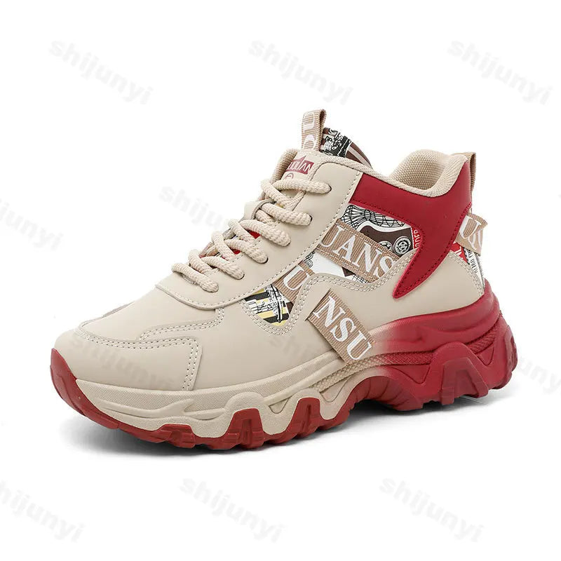 Women’s casual sneakers by Showlu, autumn outdoor running shoes with thick soles, non-slip grip, comfortable for walking.