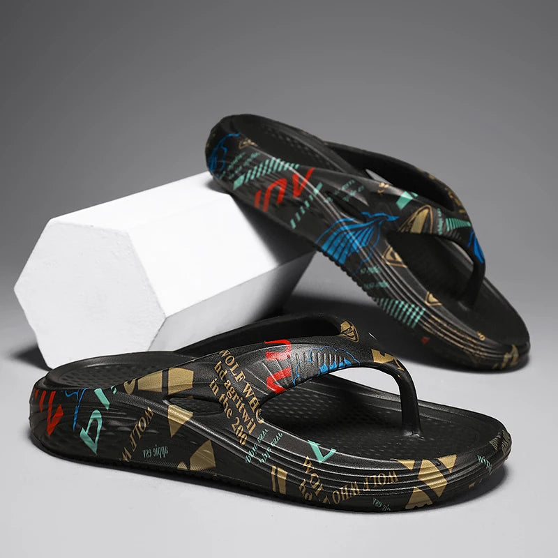 Unisex beach flip flops and home slippers with non-slip soles, lightweight and soft, featuring the original EVO design from Showlu Fashion.