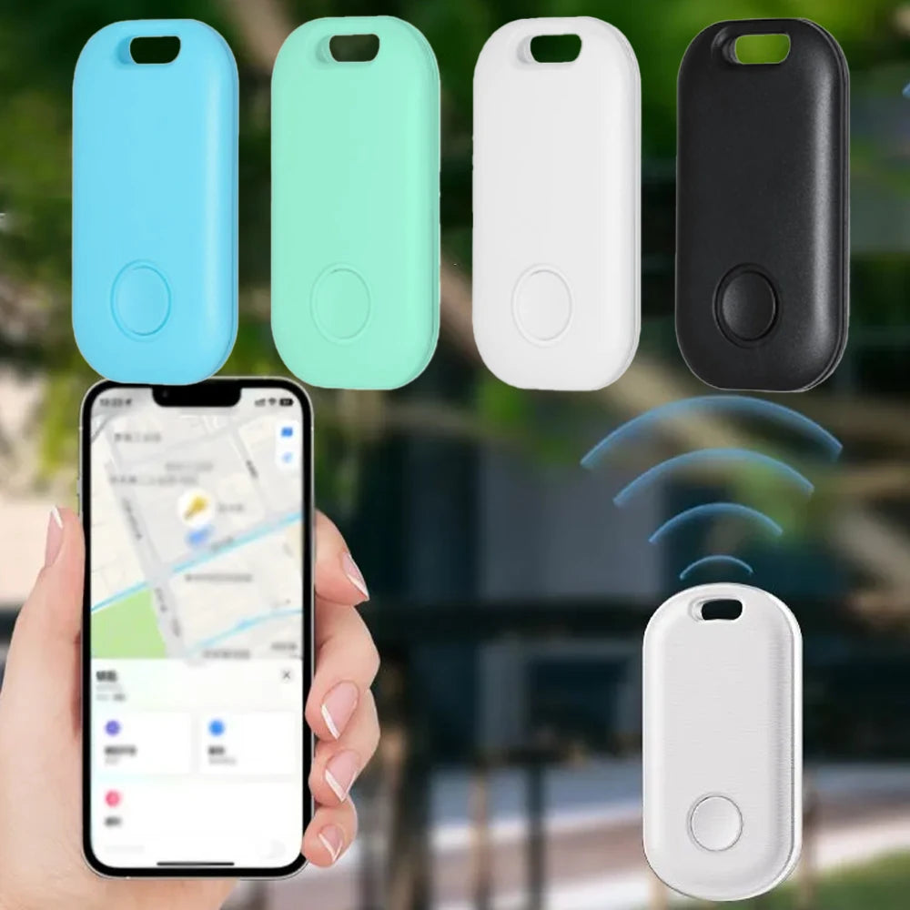 Showlu Smart GPS Tracker with Bluetooth, MFi certified anti-lost locator device on a sleek black background.