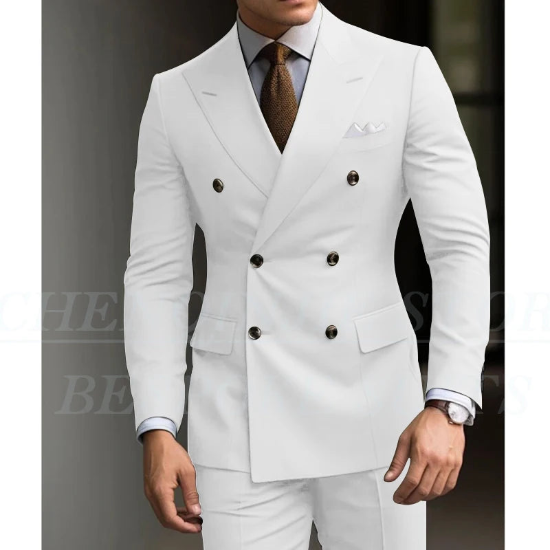 Formal Men's Suits Green Slim Fit High Quality Regular Length 2 Piece Jacket Pants Luxury Blazer Full Set Chic Costume Homme SHOWLU FASHION STORE